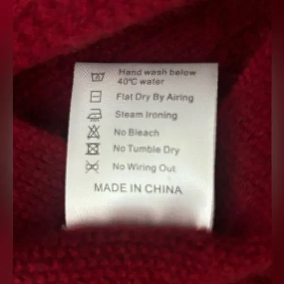 RanRui Cashmere Wool Wrap Buttoned Sweater Shawl Deep Red Maroon Women’s OS - Picture 8 of 8